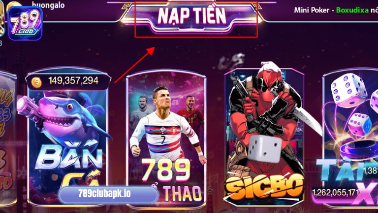 Chọn mục nạp tiền