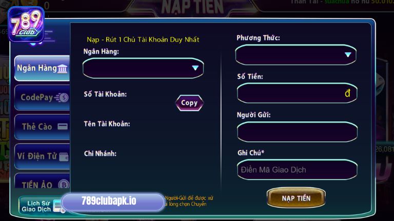 Mỗi phương thức thanh to&aacute;n tại 789Club c&oacute; tốc độ giao dịch, tiện lợi ri&ecirc;ng