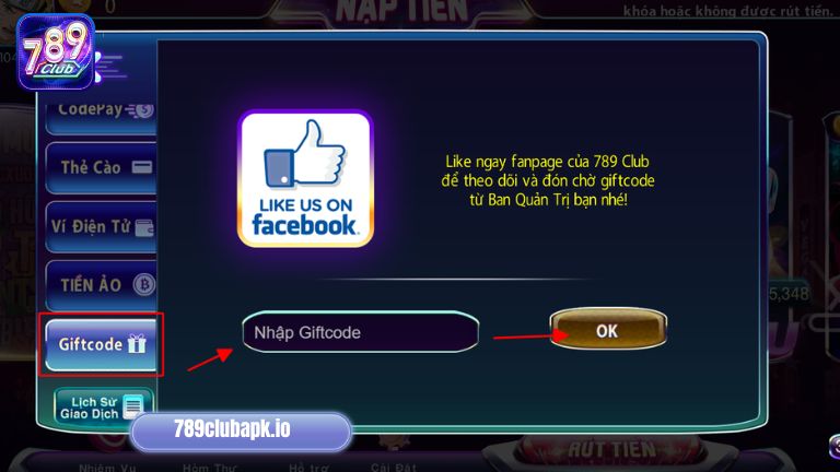 Nhập Giftcode để nạp vào tài khoản nhanh chóng